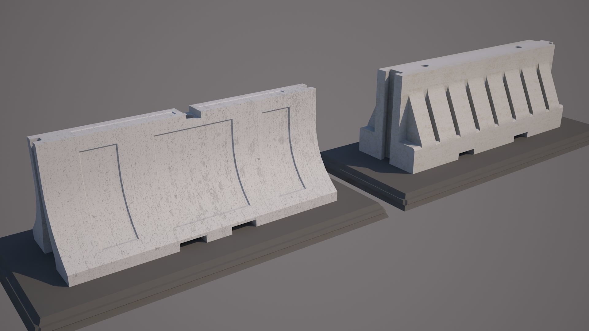 Plastic Traffic Water Barrier - Barricade Low-poly 3D model_5
