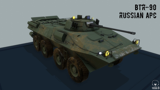 BTR-90 Russian APC Low-poly 3D model