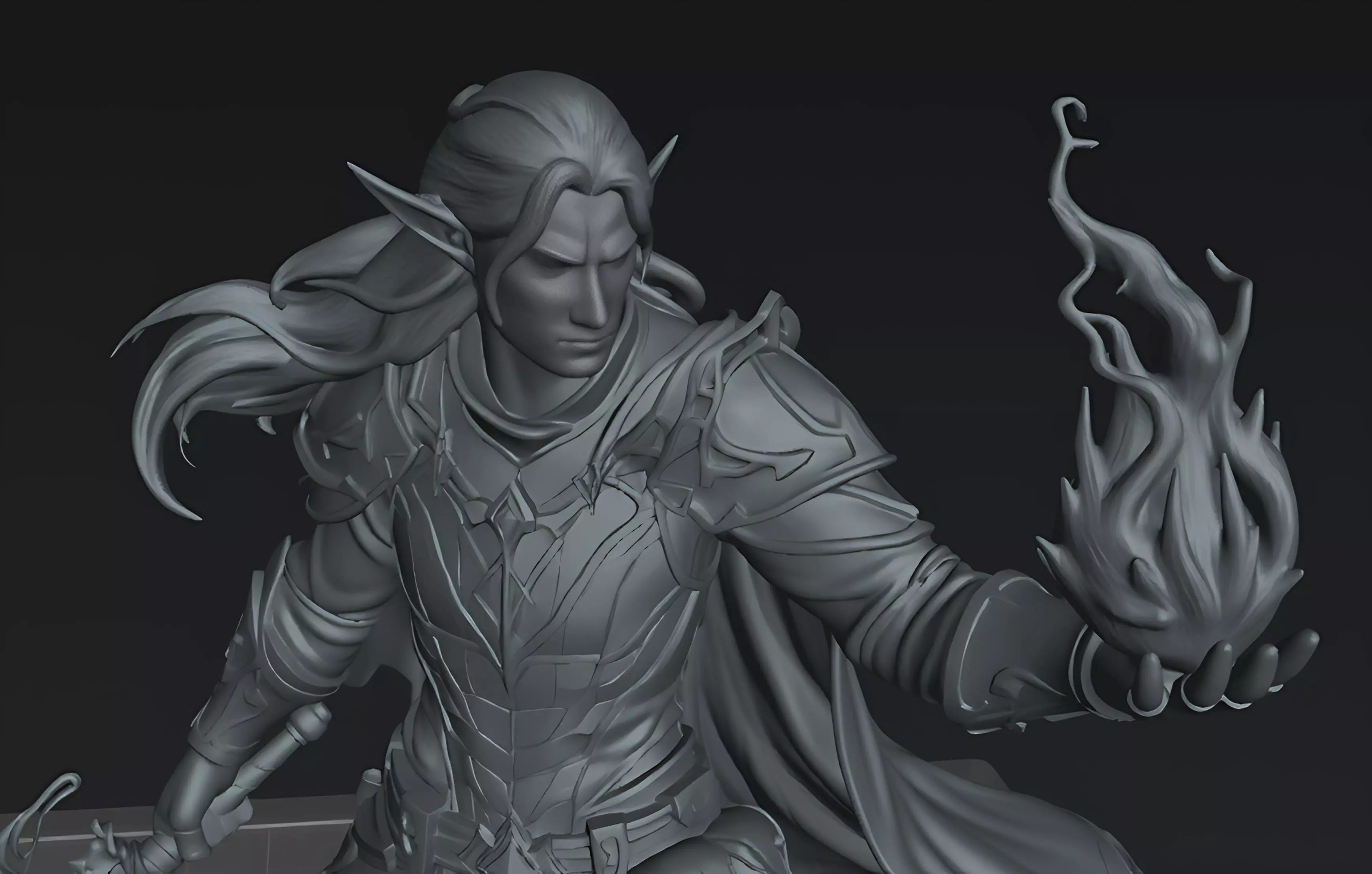 Elf Maldrak the Abyssal Flame Knight Dark Fantasy Warrior STL 3D print model