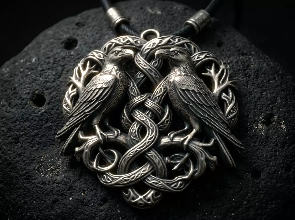 Odins Ravens Huginn and Muninn Pendant 3D print model