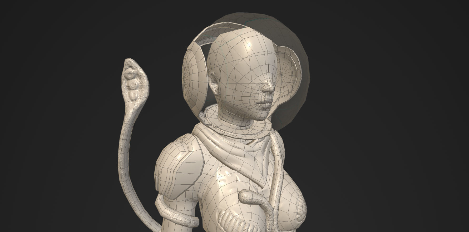 Annelies - Retro Sci-Fi Girl Low-poly 3D model_3