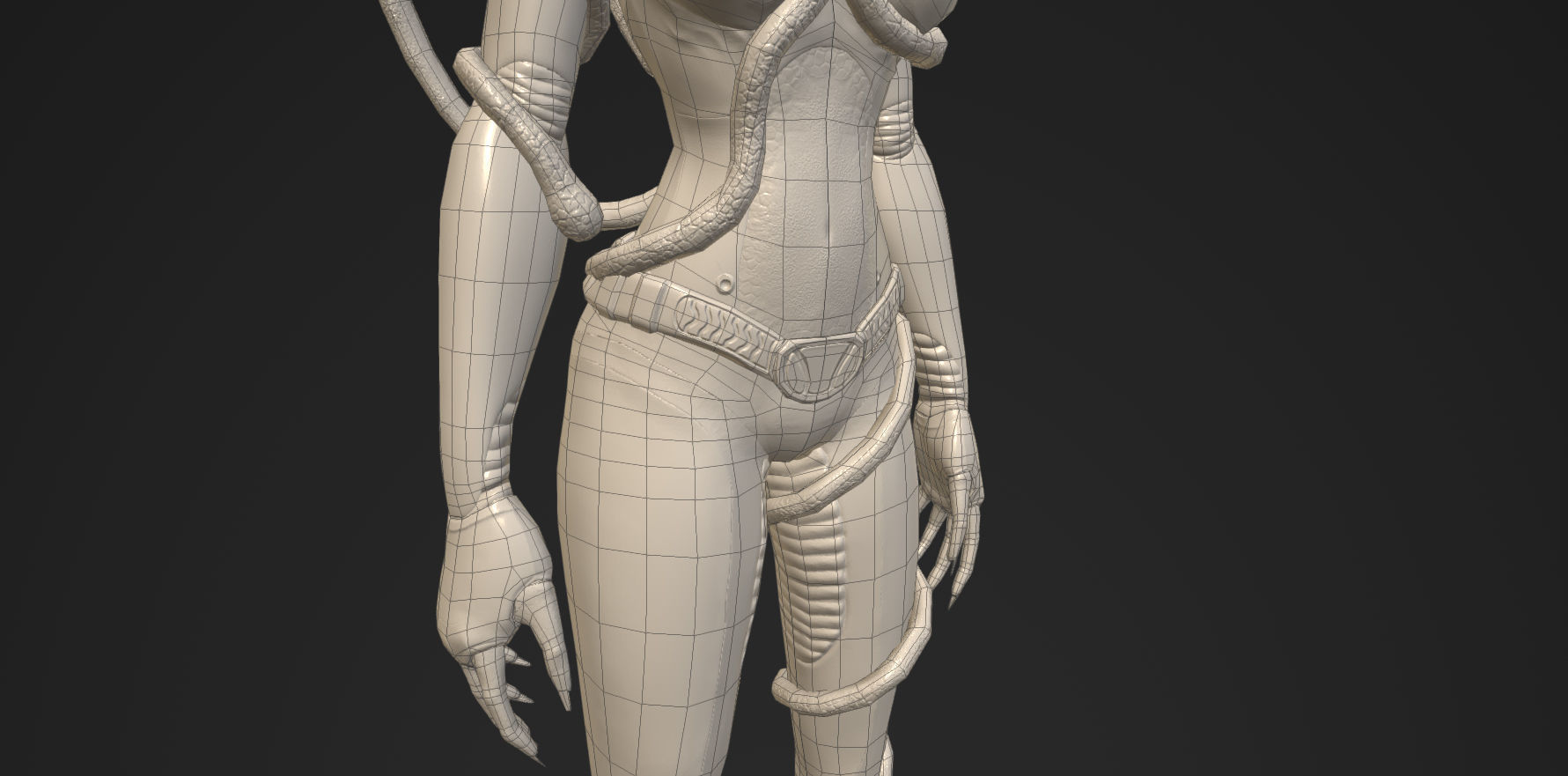 Annelies - Retro Sci-Fi Girl Low-poly 3D model_5