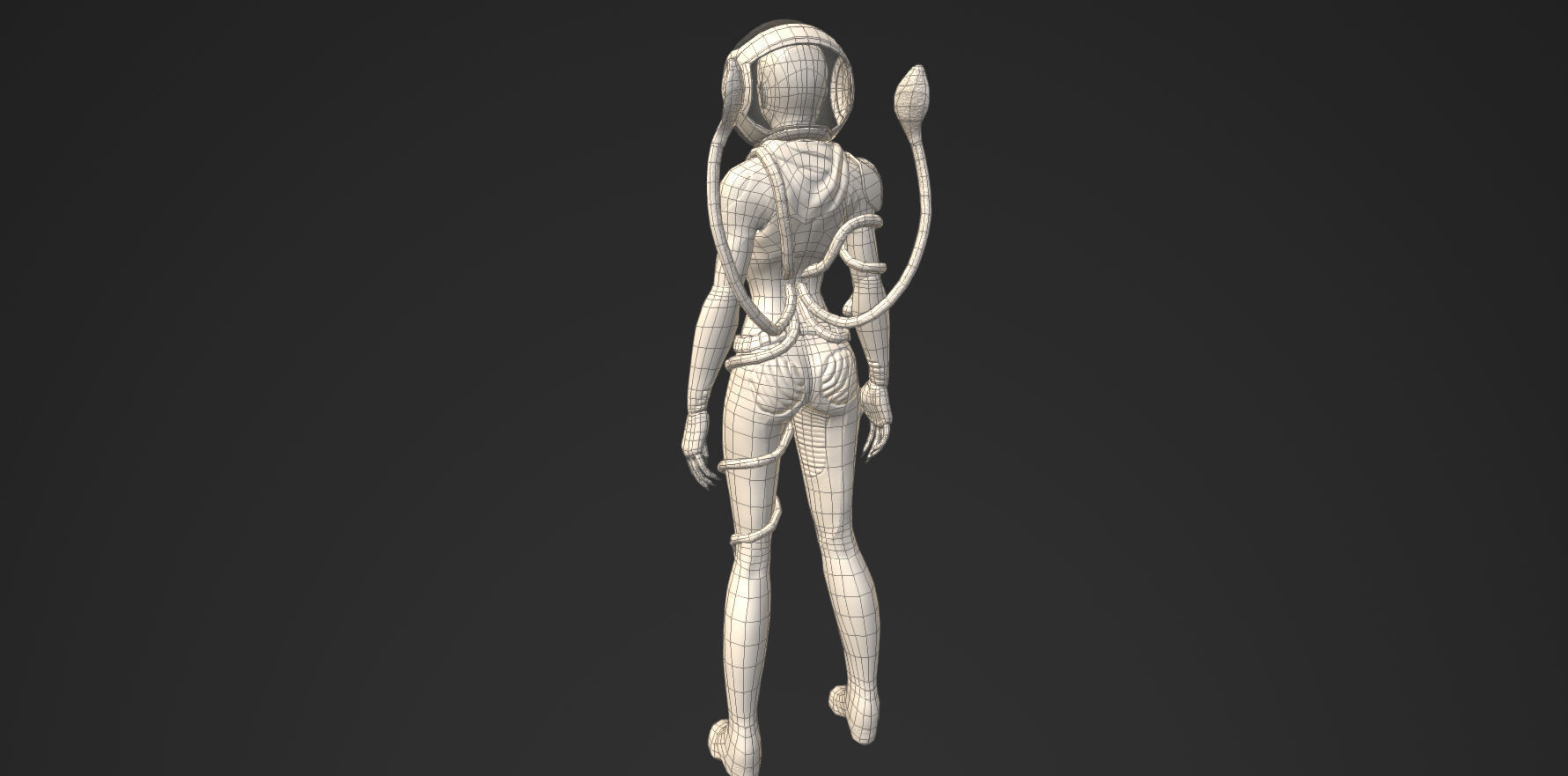 Annelies - Retro Sci-Fi Girl Low-poly 3D model_1