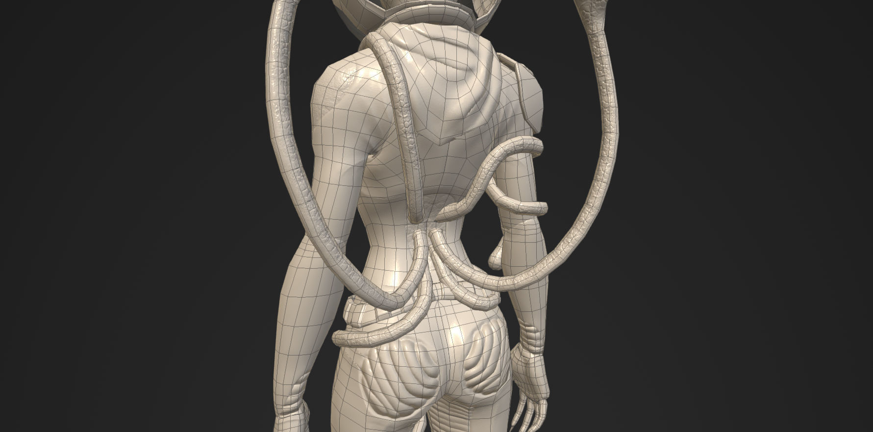 Annelies - Retro Sci-Fi Girl Low-poly 3D model_4