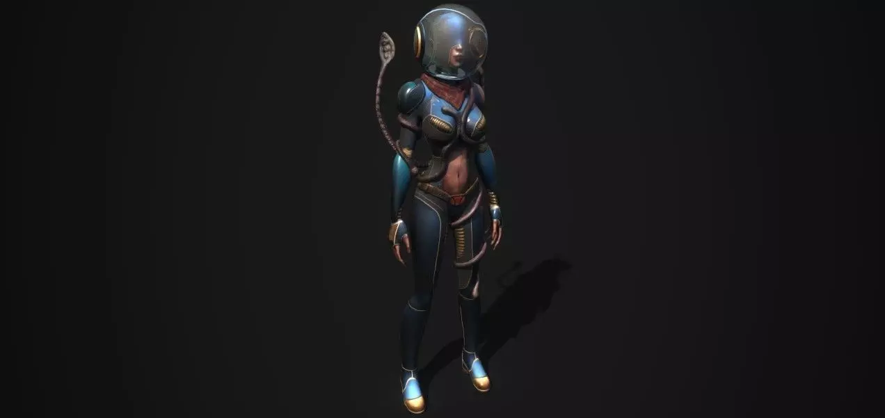 Annelies - Retro Sci-Fi Girl Low-poly 3D model_0