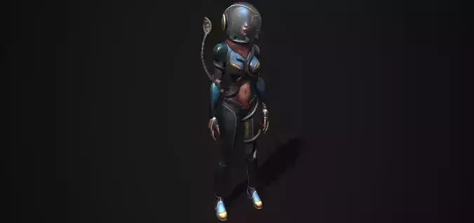 Annelies - Retro Sci-Fi Girl Low-poly 3D model