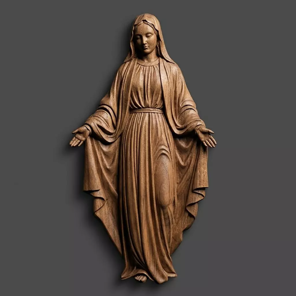 Virgin Mary Relief 3D Model for CNC Carving and Religious Art 3D print model