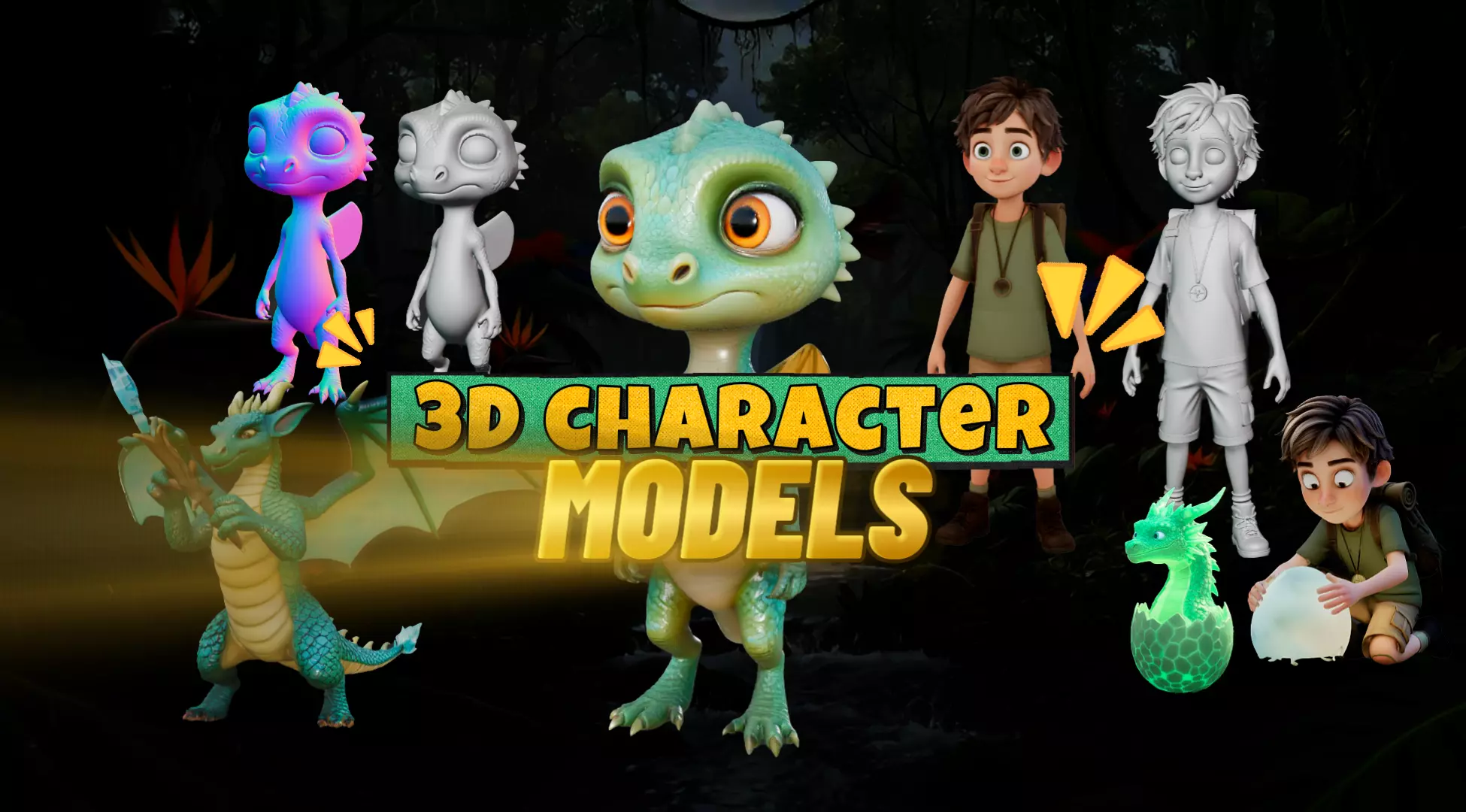 The Boy and the Crystal Dragon Egg Stylized 3D print model