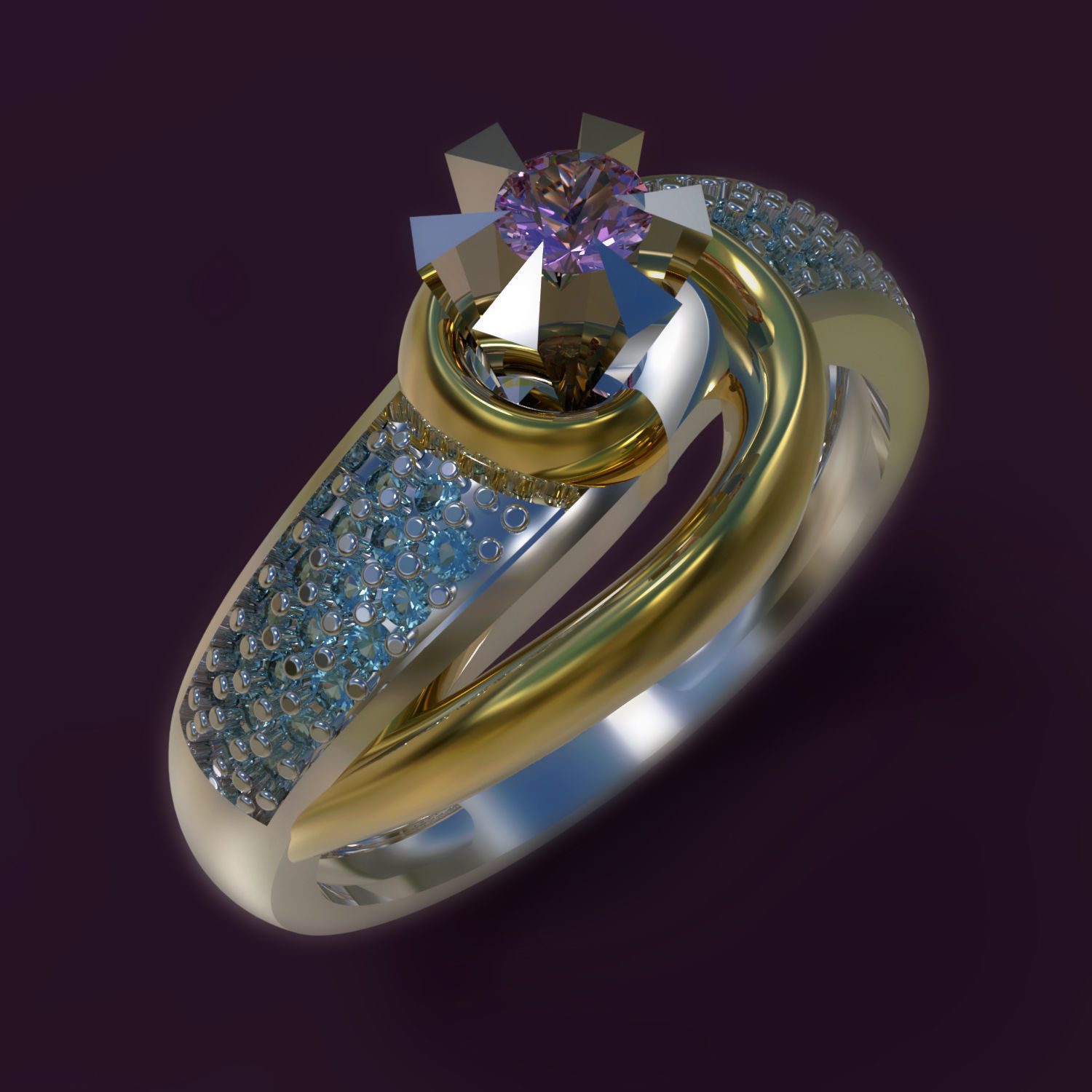 Ring engagement with stone 3D print model_1