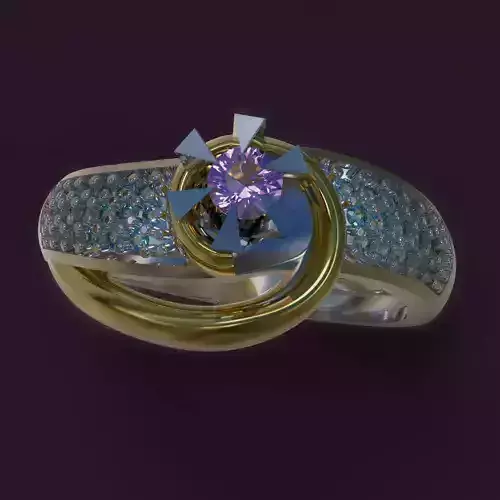 Ring engagement with stone 3D print model