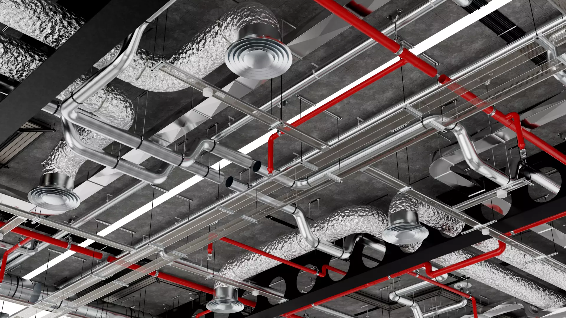 Industrial HVAC Ceiling System Low-poly 3D model