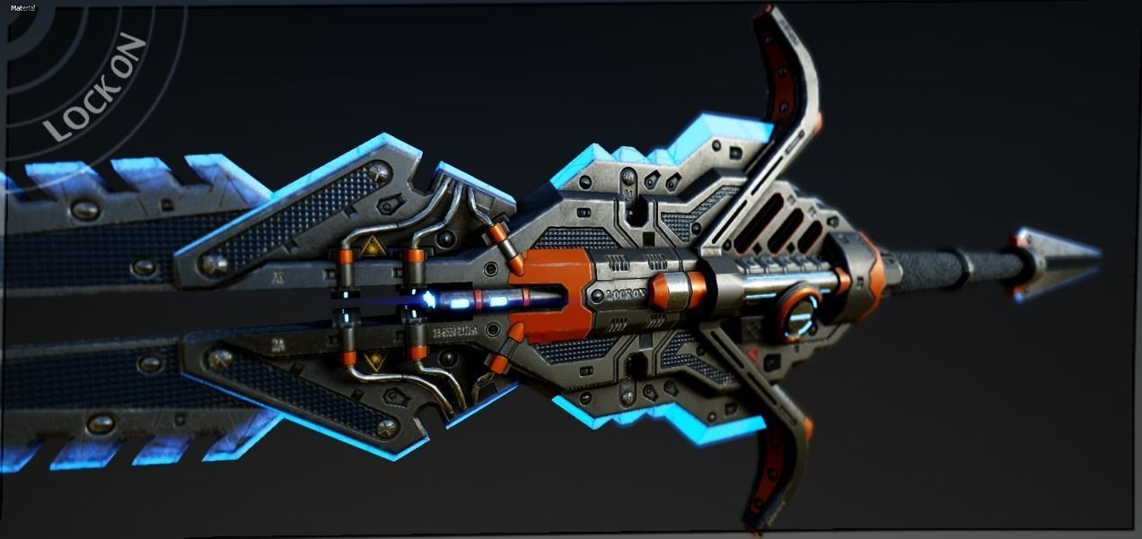 GunBlade futuristic weapon Low-poly 3D model_0