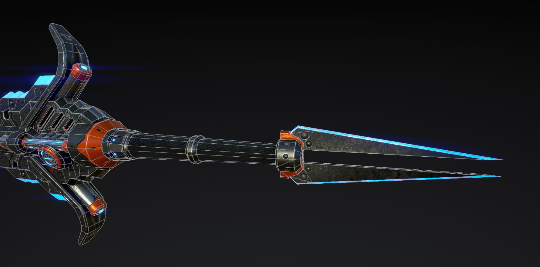 GunBlade futuristic weapon Low-poly 3D model_2