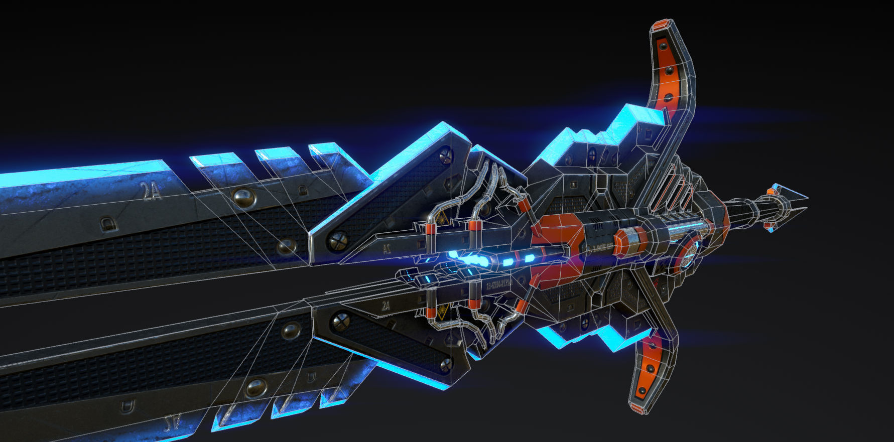 GunBlade futuristic weapon Low-poly 3D model_3