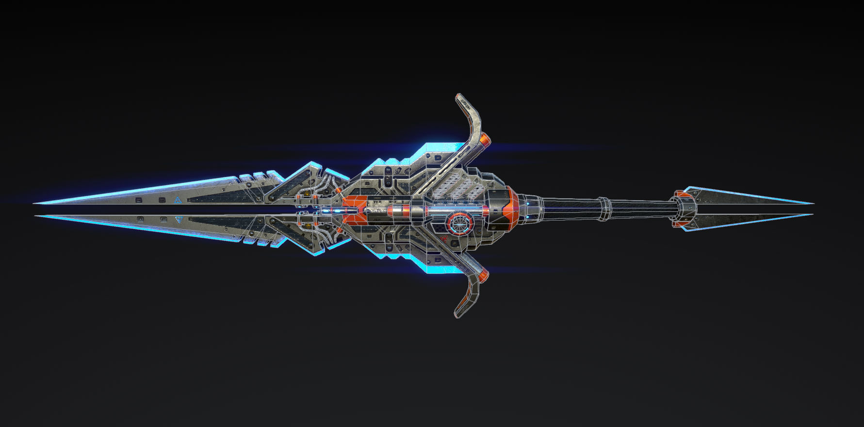 GunBlade futuristic weapon Low-poly 3D model_1