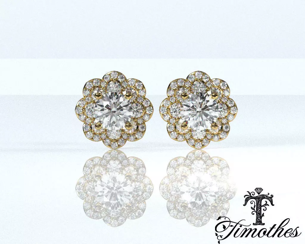 Timothes Diamond Earing 3D JewelryModel Printable 3D ER58 3D print model