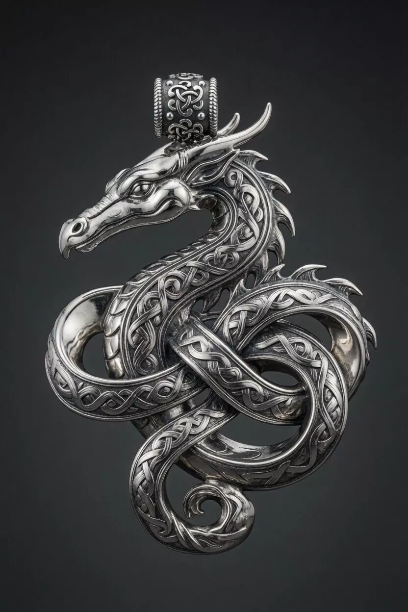 Urnes Serpent Dragon Pendant Norse Jewelry 3D print model
