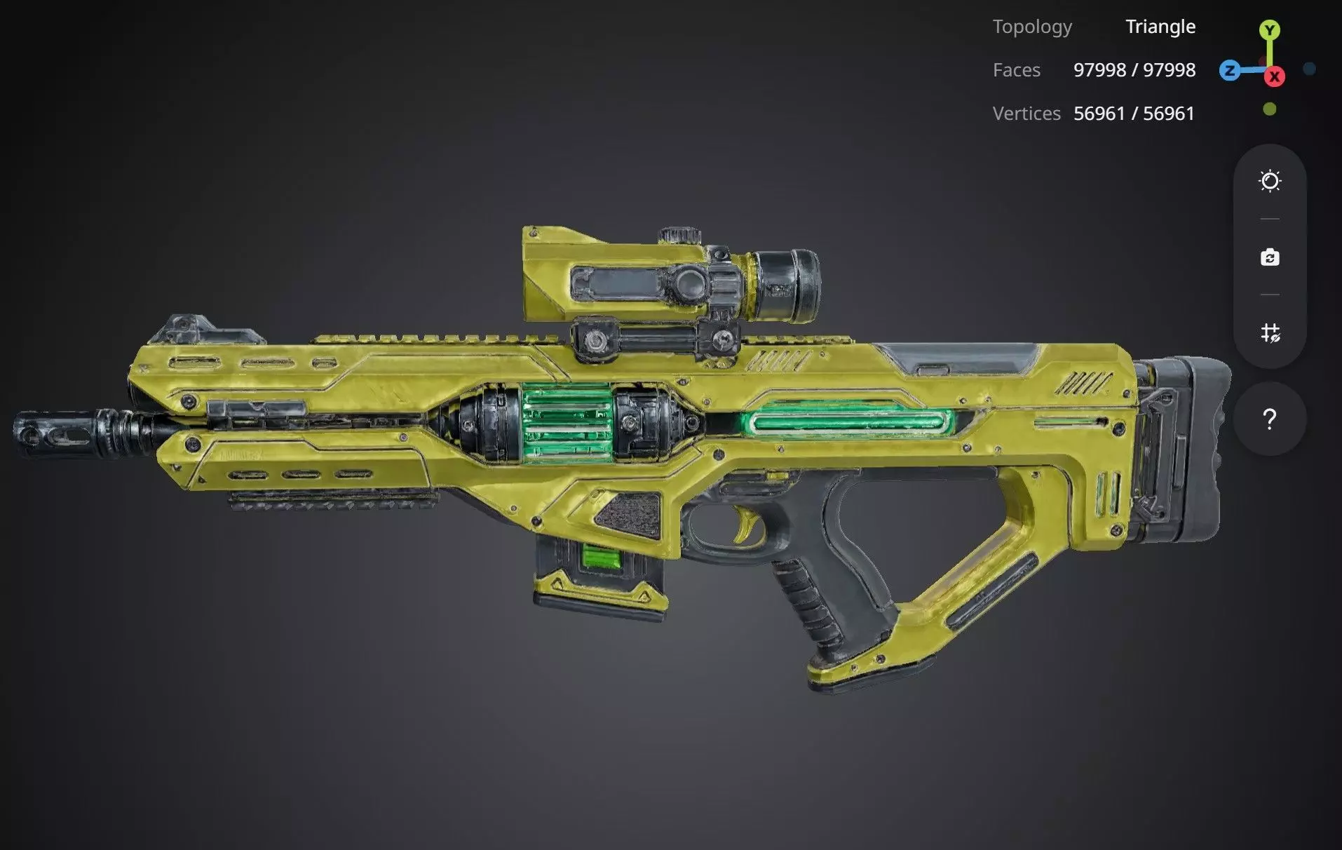 Futuristic Yellow Gun 3D model