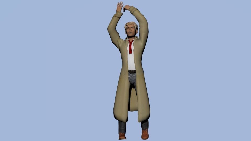 Constantine man in trench coat Low-poly 3D model_4