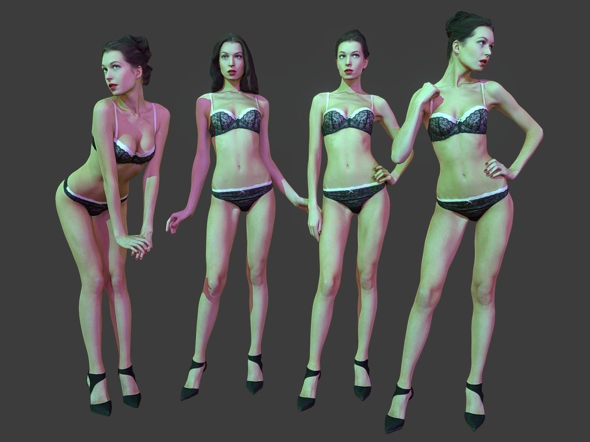 Scanned Girl Pack Low-poly 3D model_3