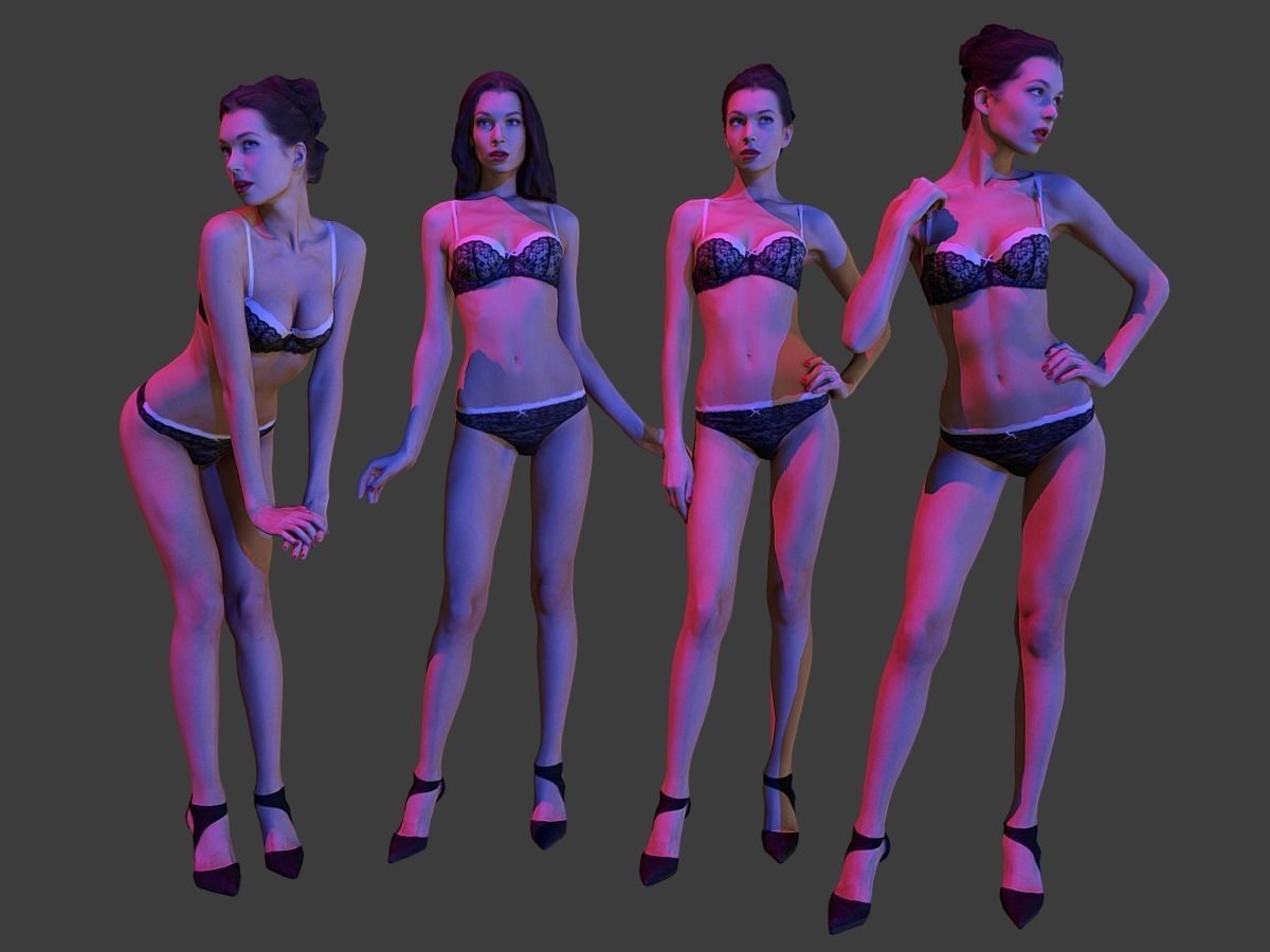 Scanned Girl Pack Low-poly 3D model_4