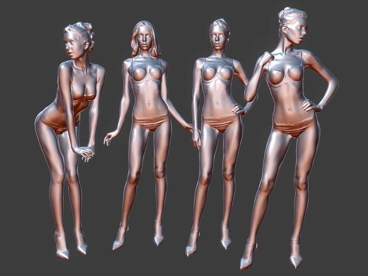 Scanned Girl Pack Low-poly 3D model_5