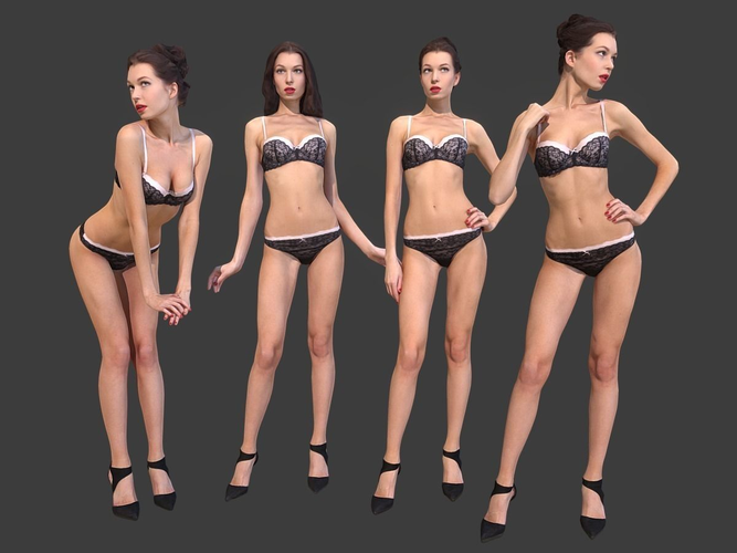 Scanned Girl Pack Low-poly 3D model