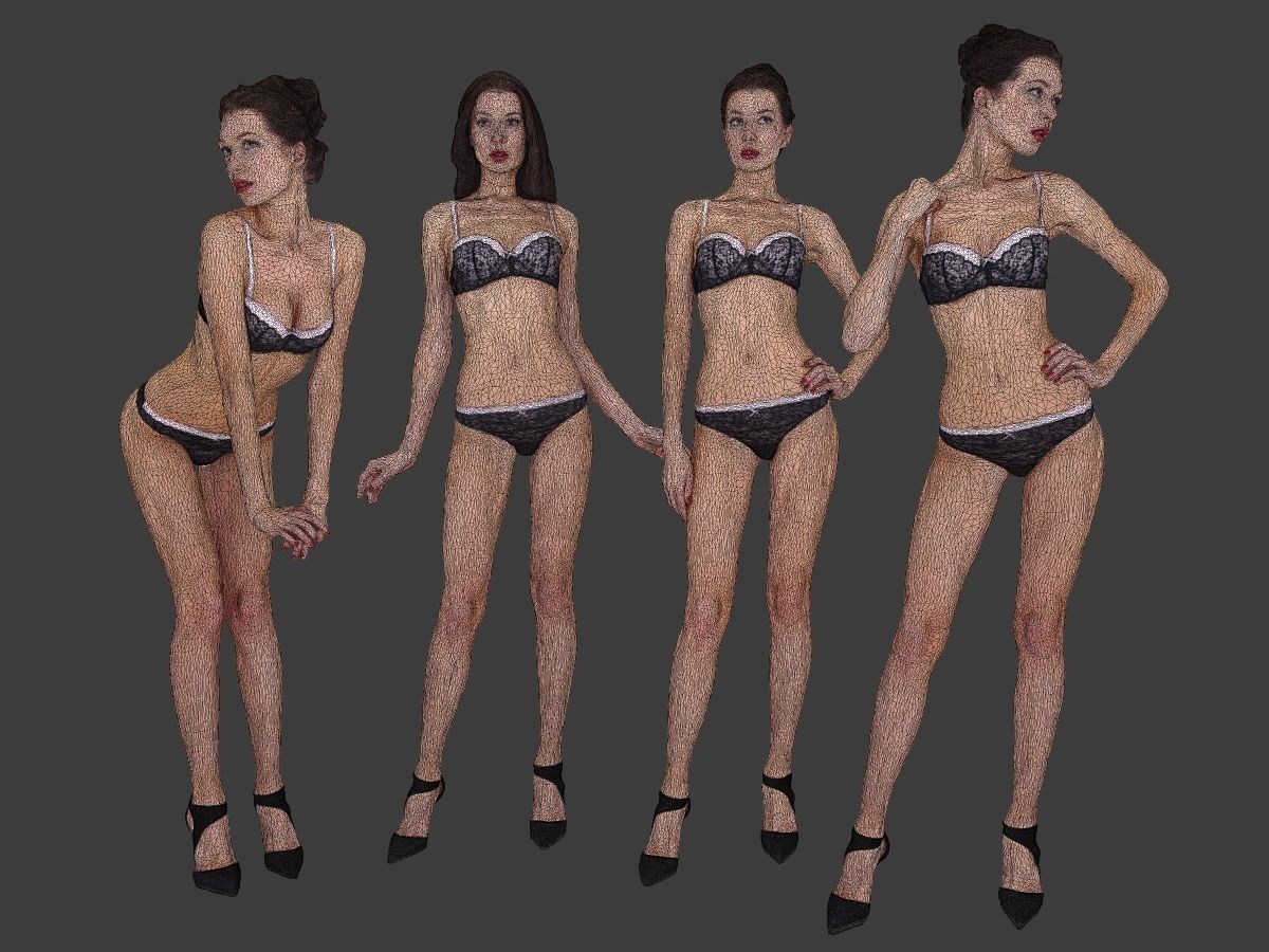 Scanned Girl Pack Low-poly 3D model_2