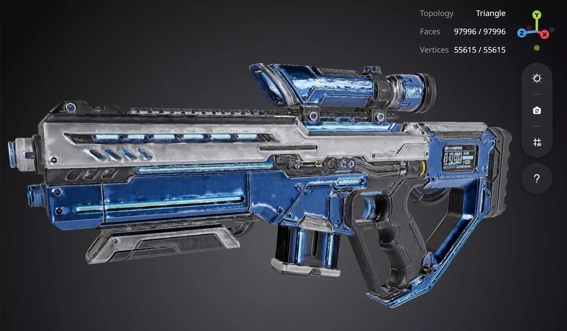 Blue Futuristic Rifle 3D model