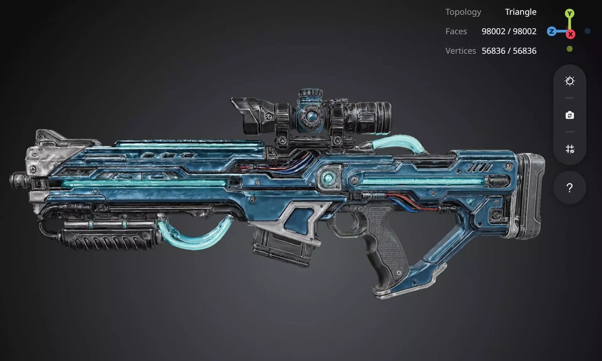Futuristic Blue Gun 3D model