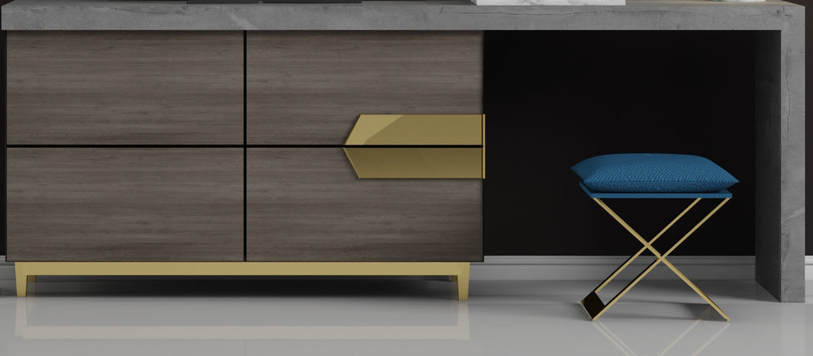 Decorative set modern dresser gold 3D model_5