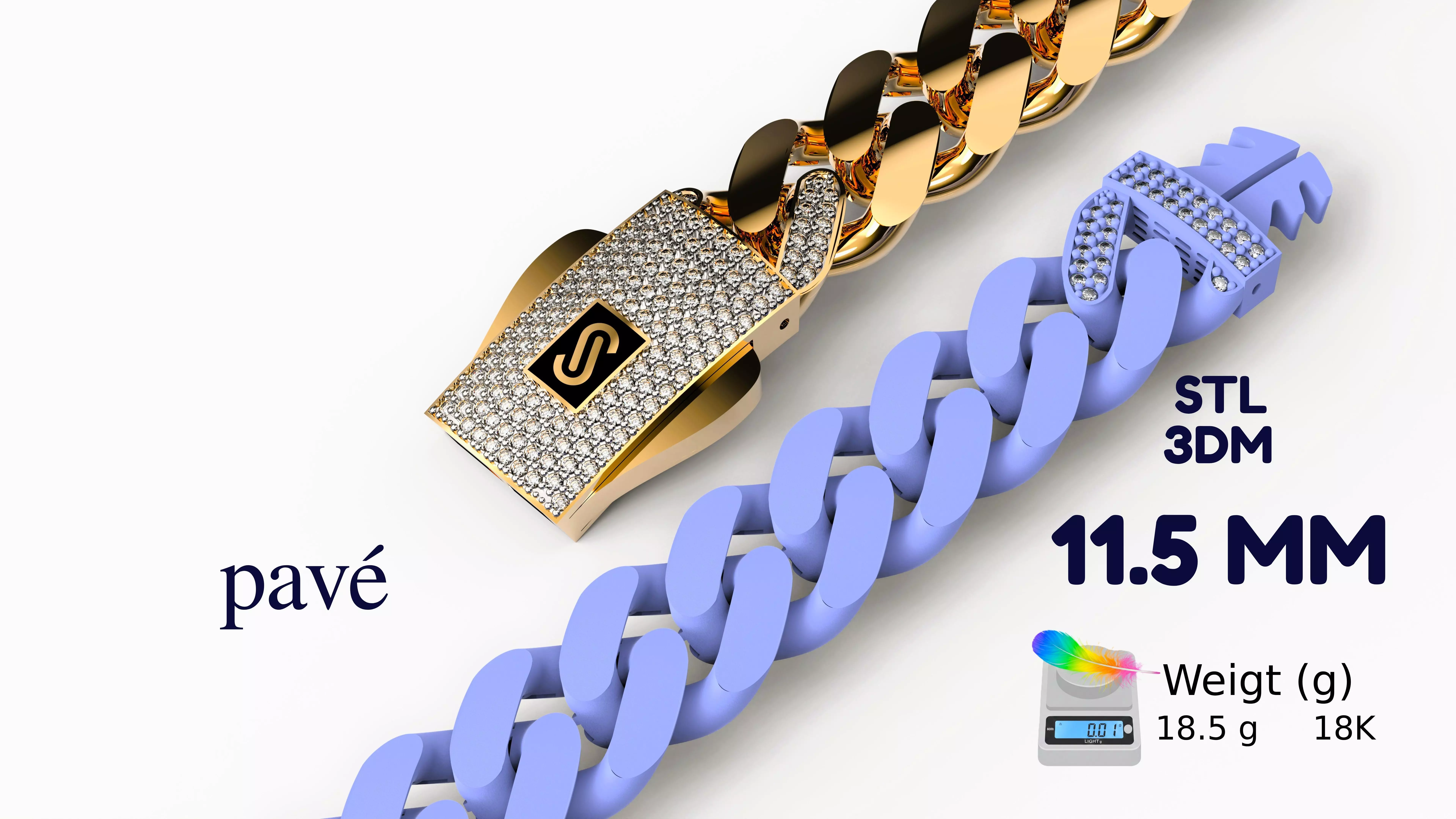 MONACOCHAIN-BRACELET-11-5MM-pave 3D print model