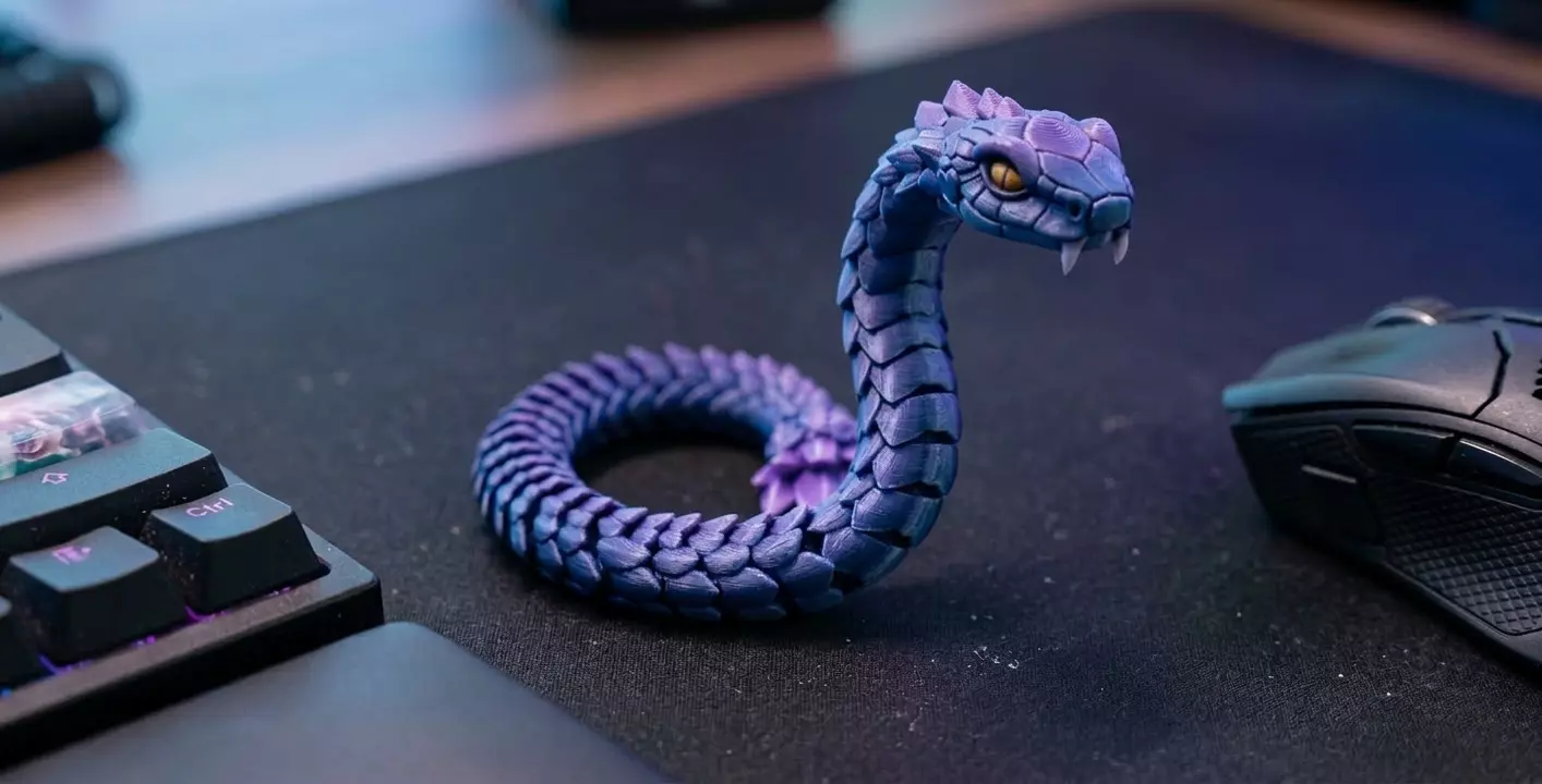 Stylized Crystal Snake Static Toy Fantasy Serpent 3D print model
