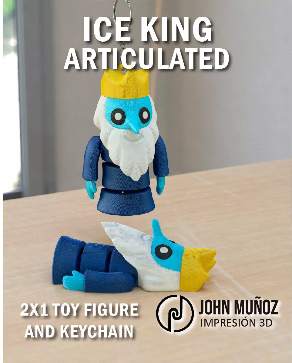 Ice King Articulated Figure Keychain 3D Printable STL 3D print model