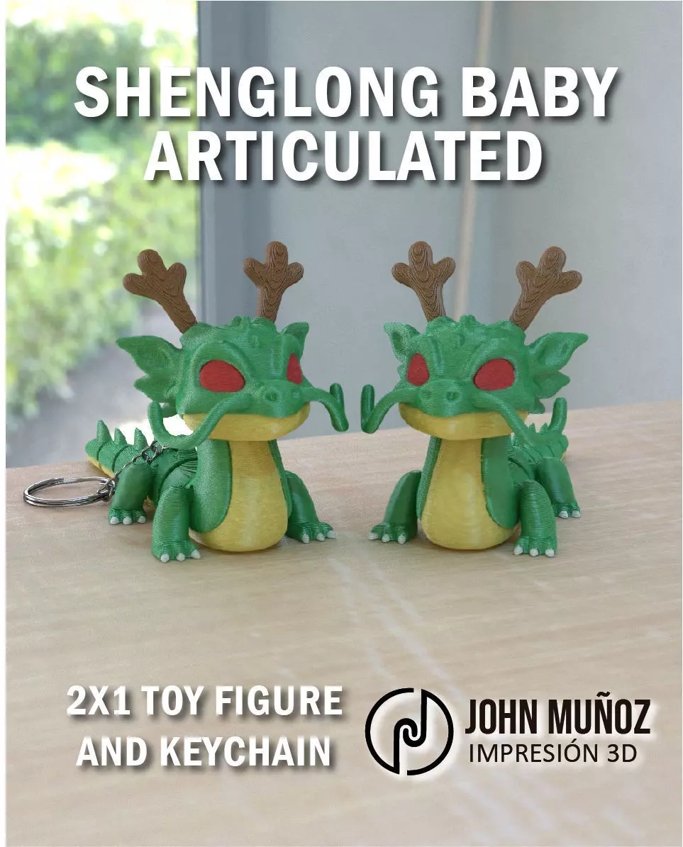 Baby Shenlong Dragon Articulated Flexi Fidget Toy 3D print model