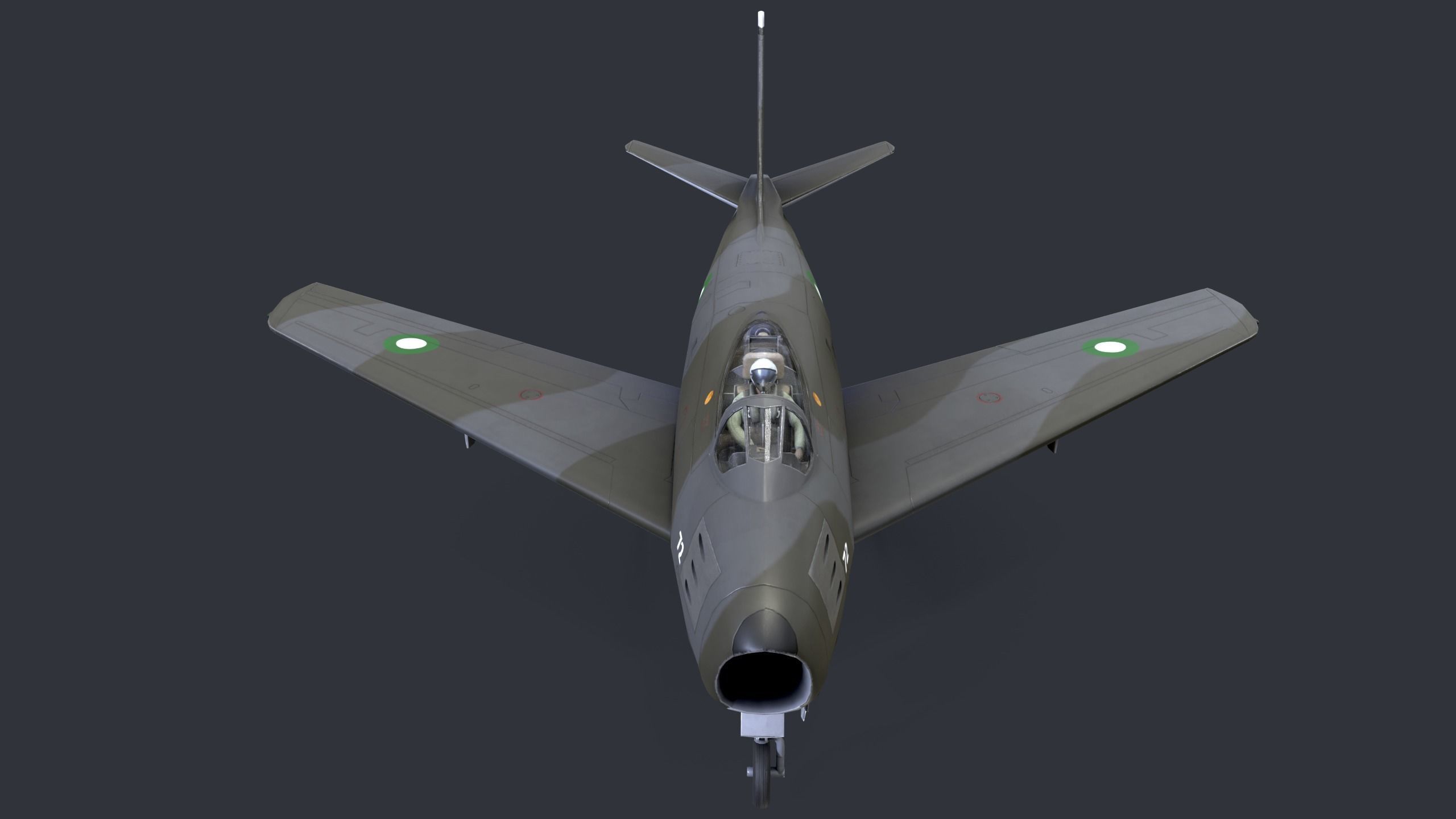Lowpoly F-86 Sabre Jet Fighter with Pilot Low-poly 3D model_8