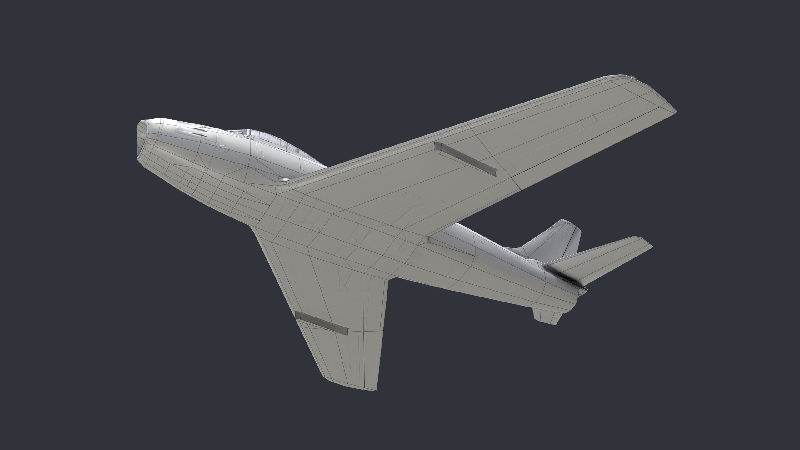 Lowpoly F-86 Sabre Jet Fighter with Pilot Low-poly 3D model_18