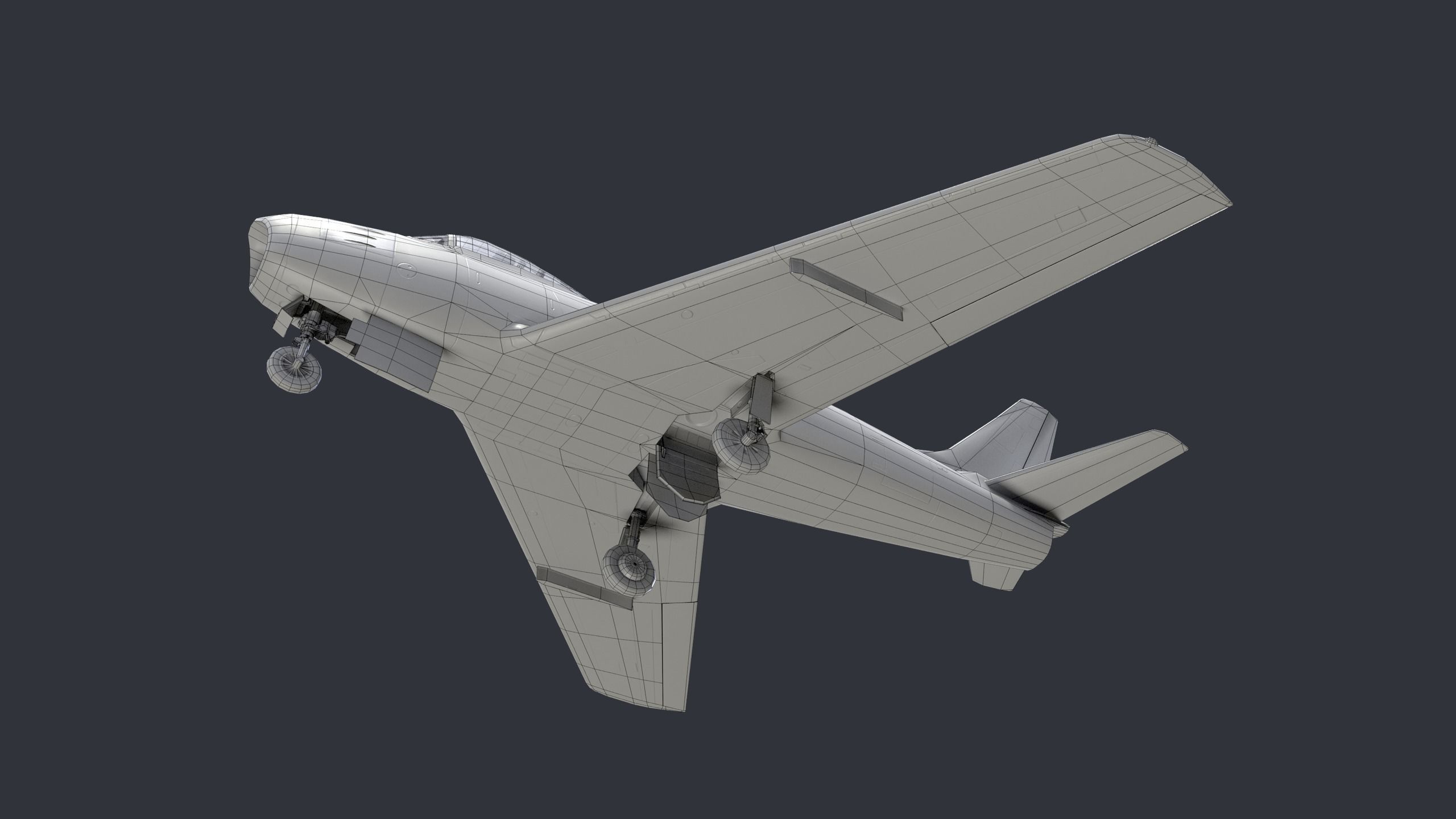 Lowpoly F-86 Sabre Jet Fighter with Pilot Low-poly 3D model_16