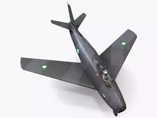 Lowpoly F-86 Sabre Jet Fighter with Pilot Low-poly 3D model