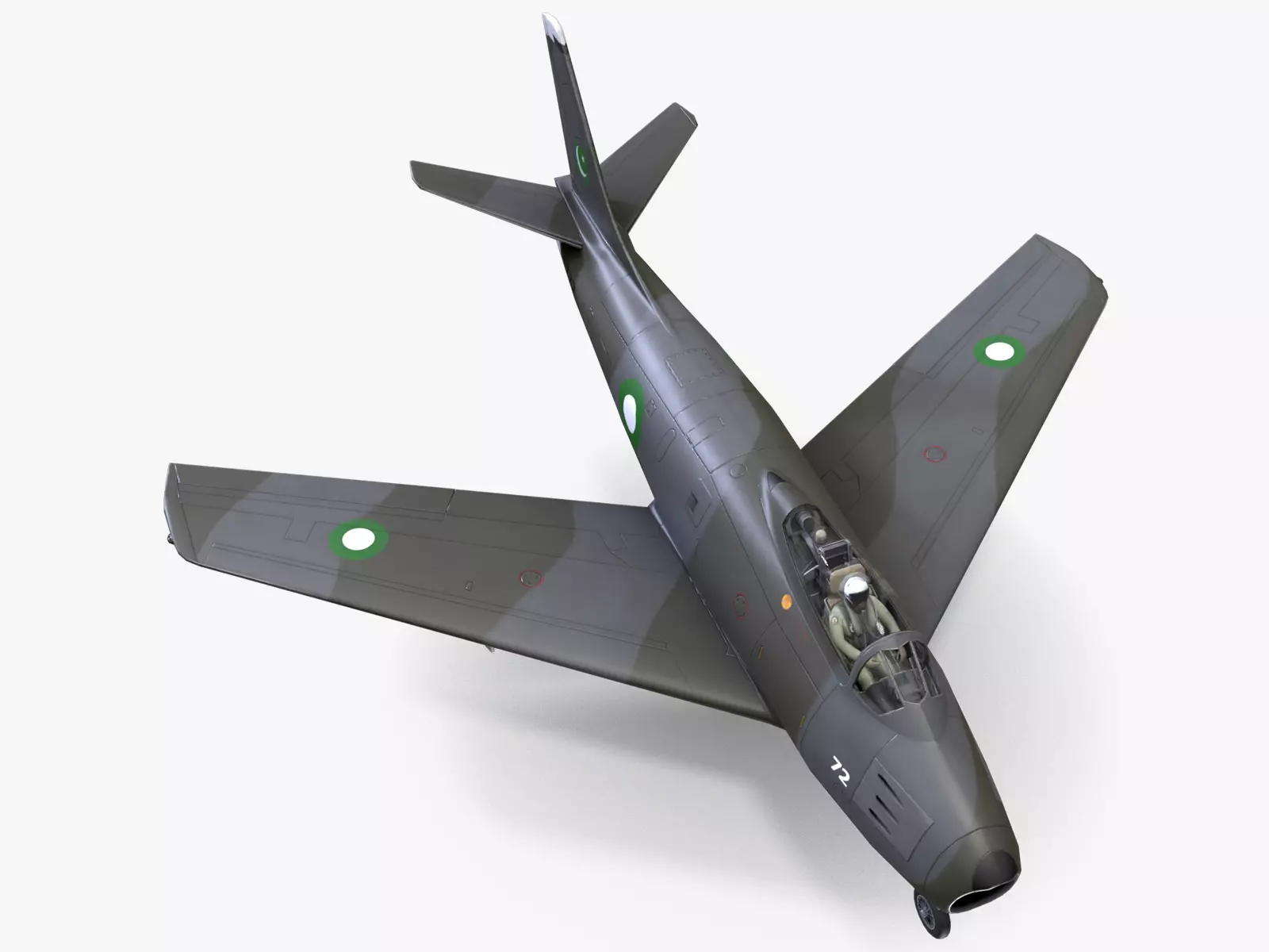 Lowpoly F-86 Sabre Jet Fighter with Pilot Low-poly 3D model_0