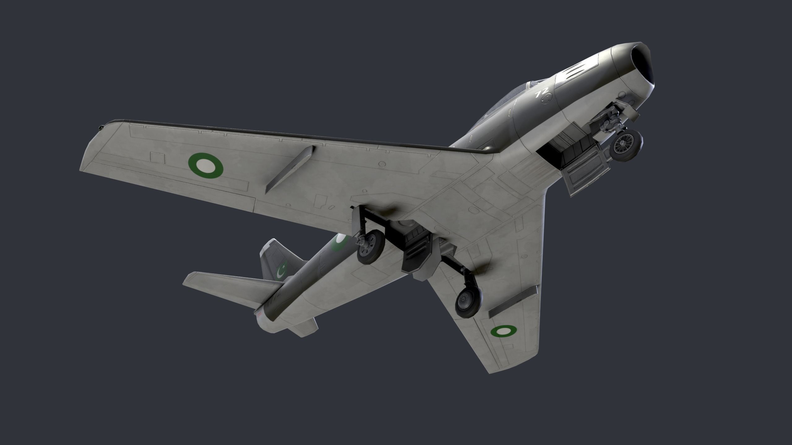 Lowpoly F-86 Sabre Jet Fighter with Pilot Low-poly 3D model_6