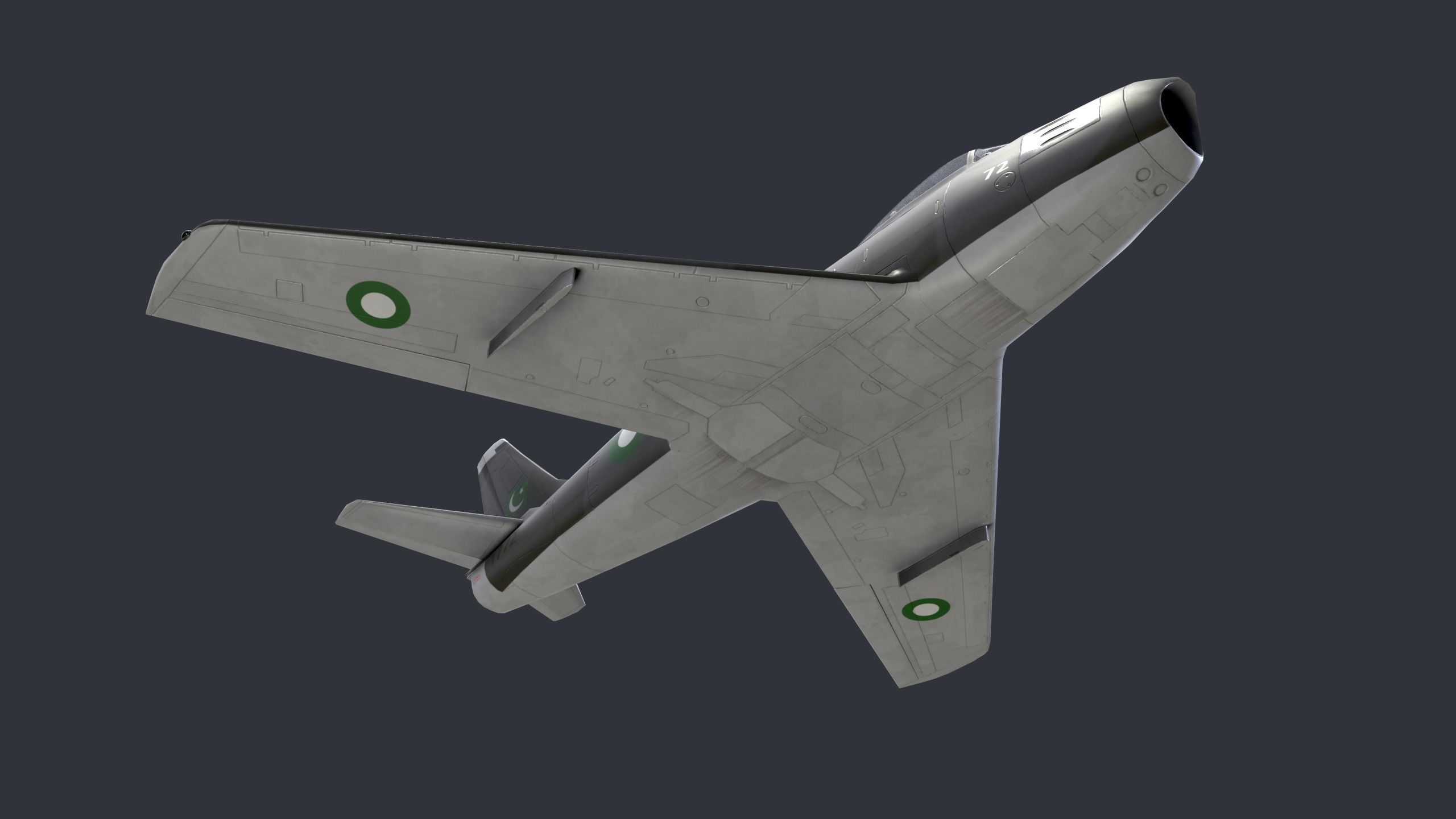 Lowpoly F-86 Sabre Jet Fighter with Pilot Low-poly 3D model_7