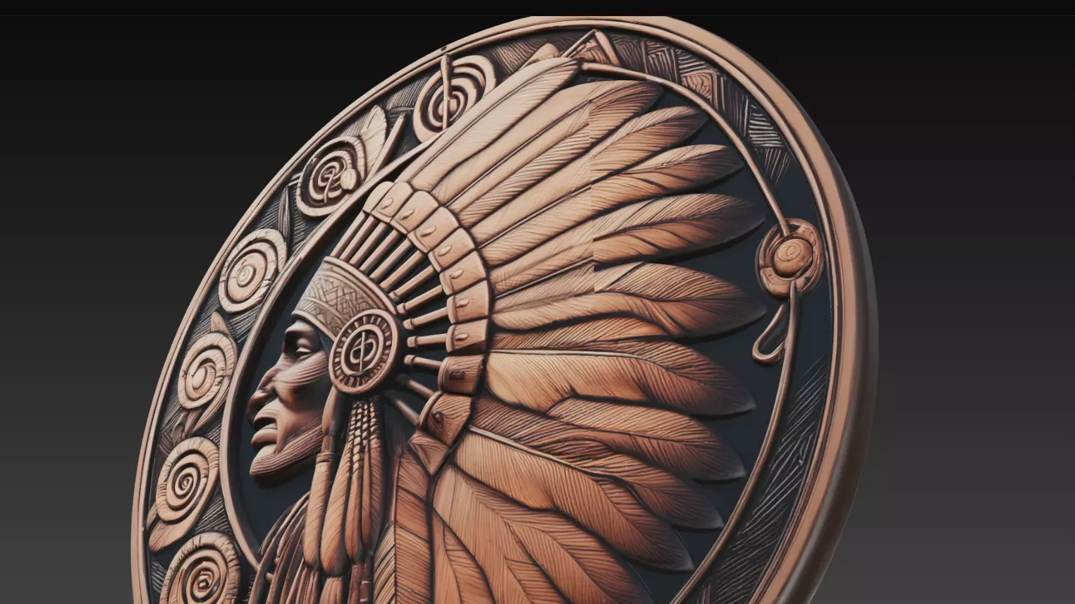 Native American Chief Coin Relief Sculpture 3D Model 3D print model