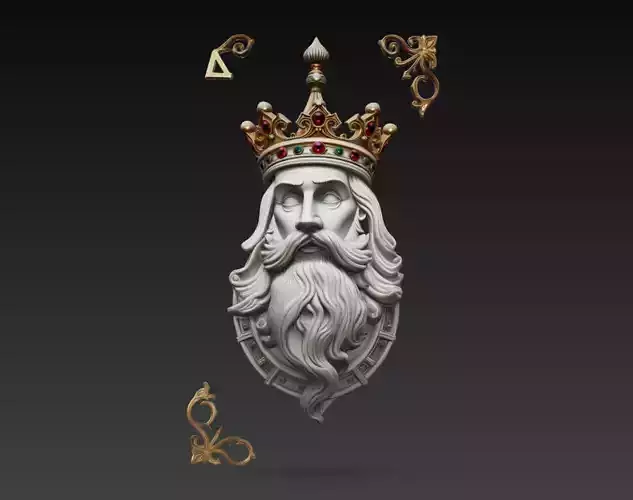 King of Spades Royal Card Bust Sculpture 3D Model