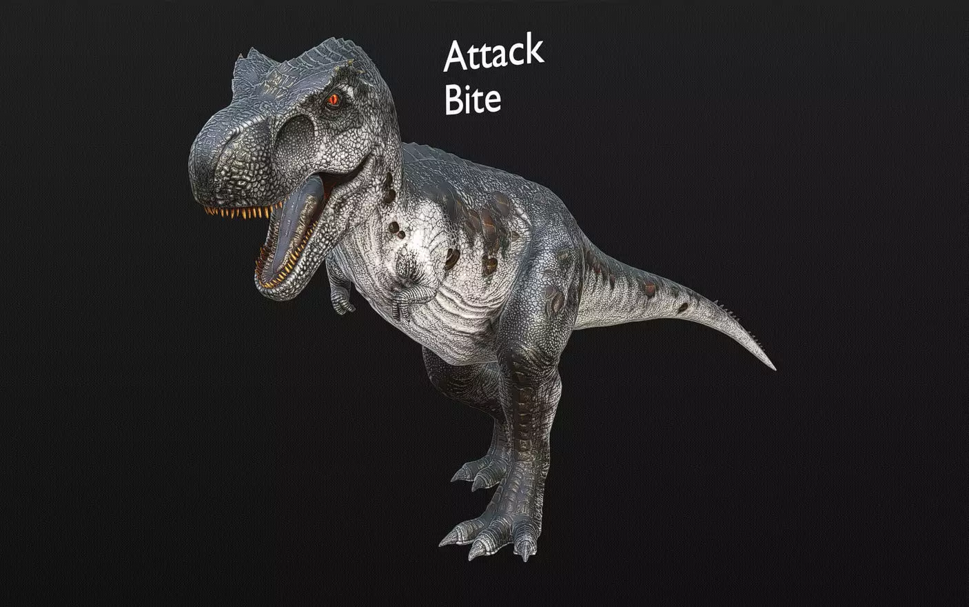 Tyrannosaurus Rex Dinosaur Attack Bite Animated Pbr Fbx 3D model