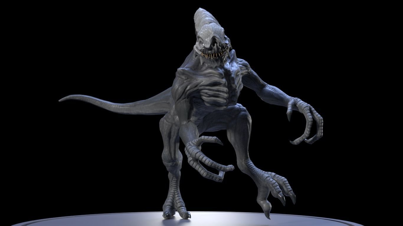 Alien 1 0 7 creature Low-poly 3D model_3