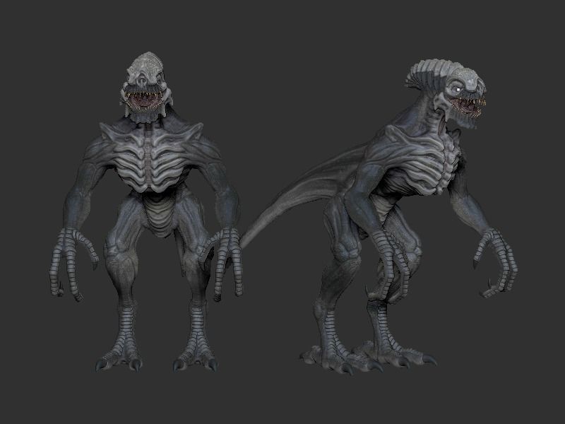 Alien 1 0 7 creature Low-poly 3D model_6