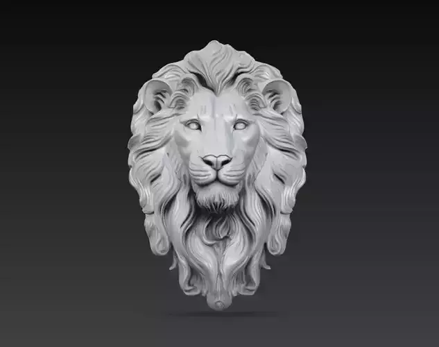 Lion Head Wall Sculpture Decorative 3D Model