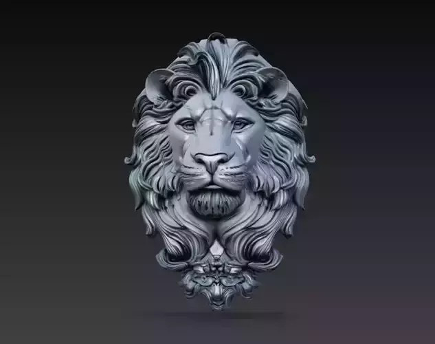 Majestic Lion Head Decorative Sculpture 3D Model