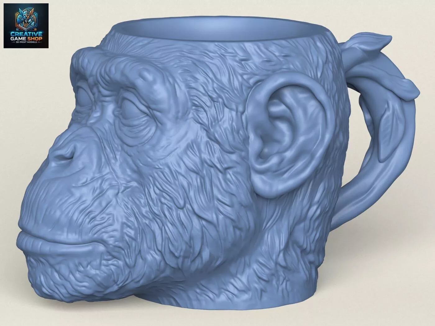 Chimpanzee Face Mug With Stylish Handle 3D print model